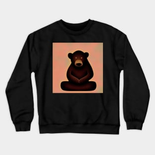 Brown Bear In Contemplation Sitting Peacefully Meditating Illustration Crewneck Sweatshirt